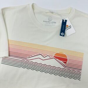 Marine Layer Mens Air Tee White Sunset Mountains Graphic T Shirt Size Small NEW‎